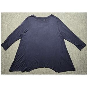 New Directions Top Womens XL Navy Blue Long Sleeve Pullover Tunic
